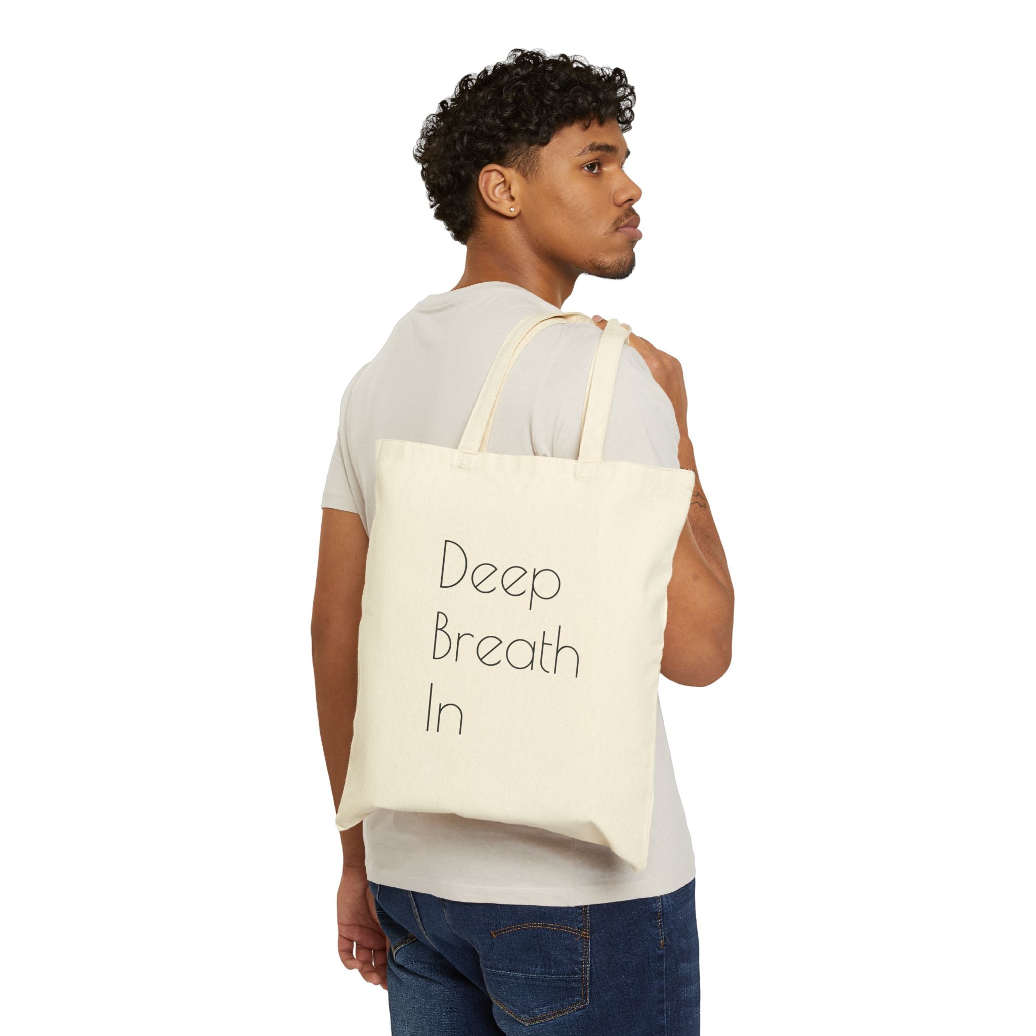 Canvas Tote Bag — Colorful Totem & “Deep Breath In” Eco Shopper